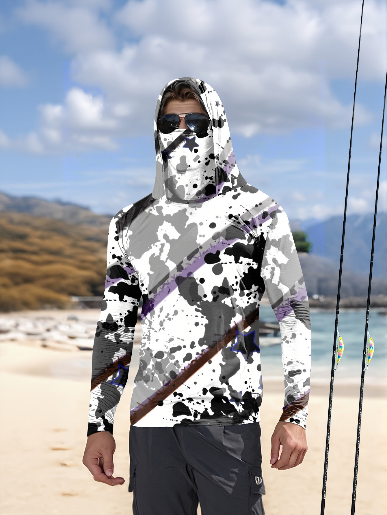 Fishing Hoodie - Men Hood Fishing Shirt long sleeve