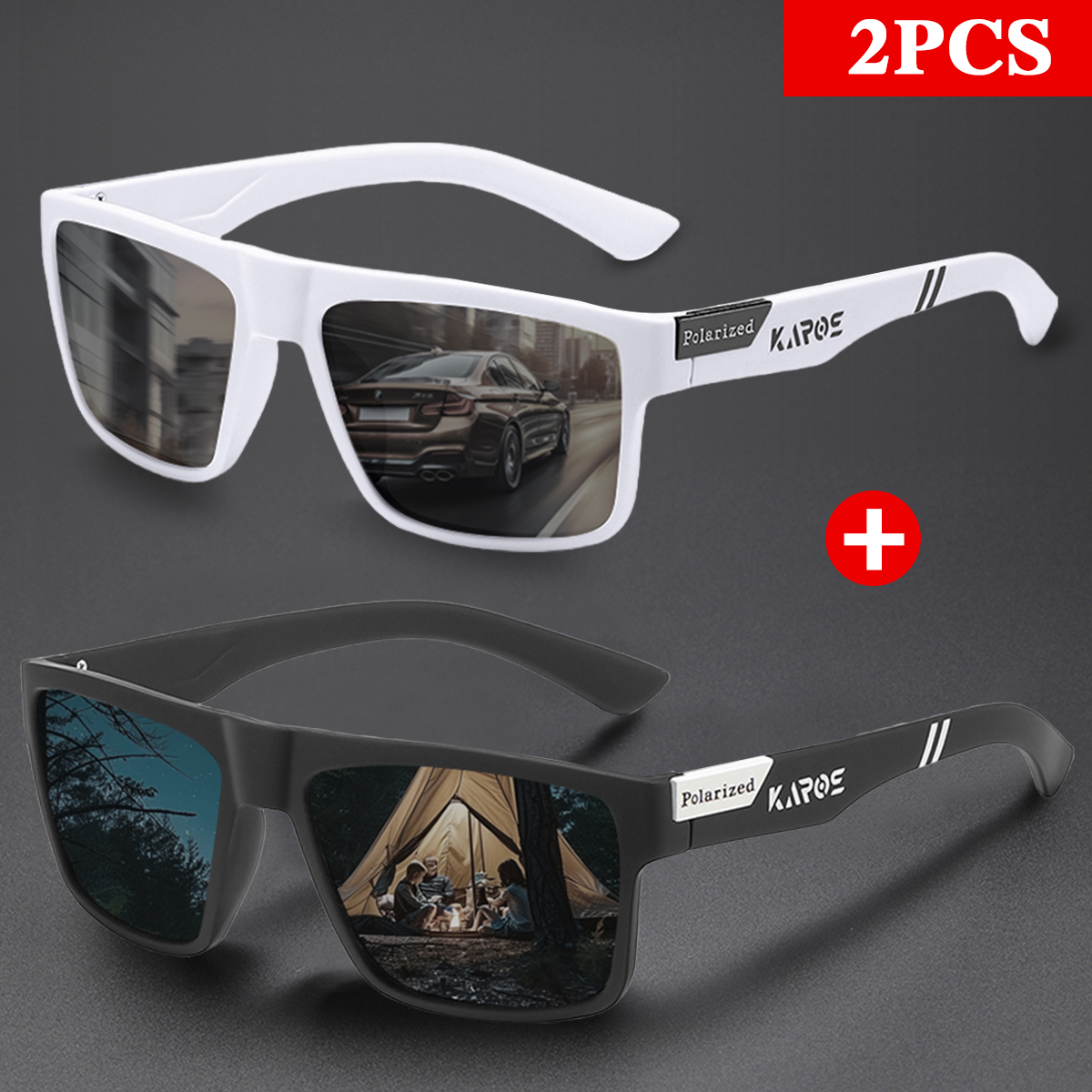 KAROS 2PCS Retro Square Polari - Fishing Sunglasses Polarized reseña y precio