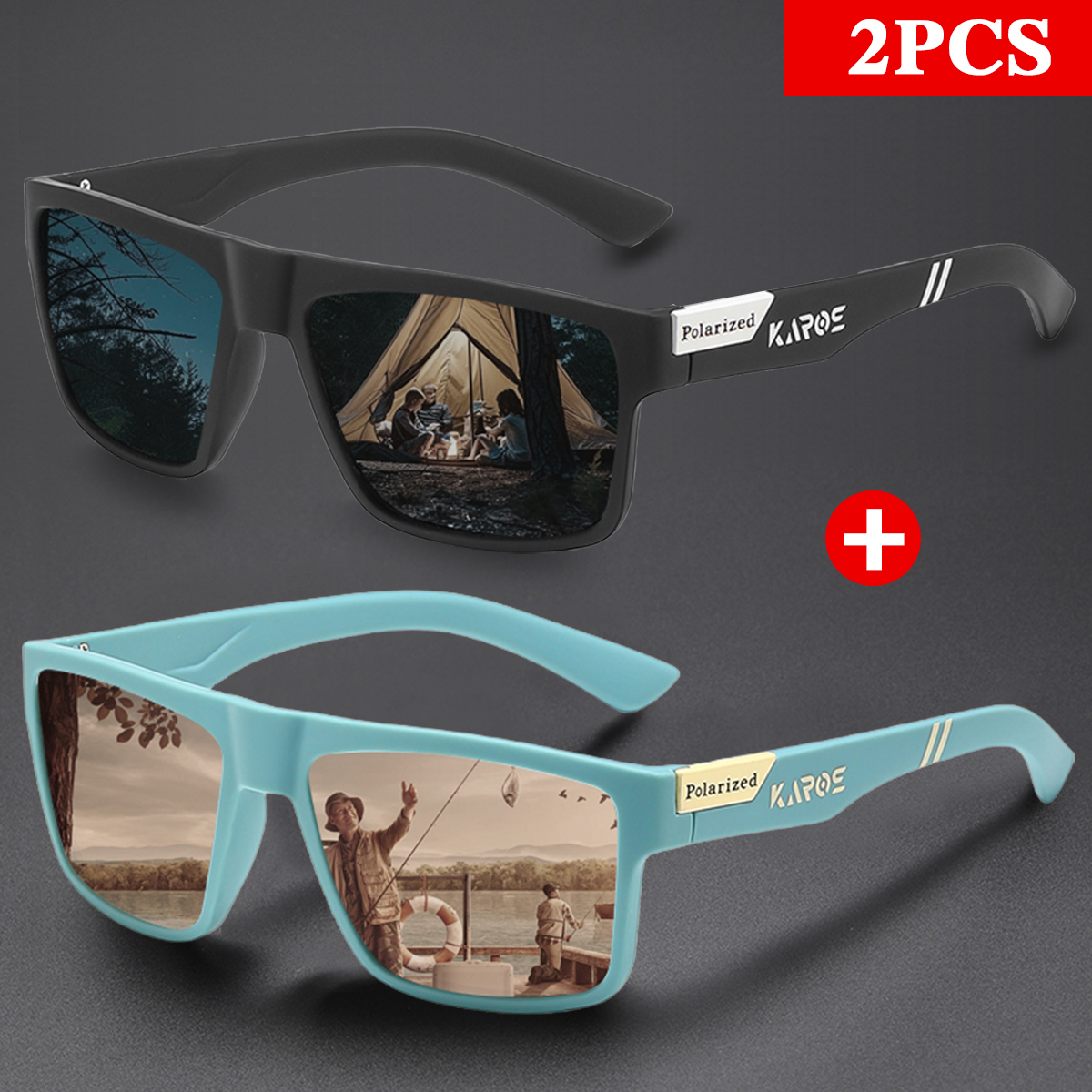 KAROS 2PCS Retro Square Polari - Fishing Sunglasses Polarized reseña y precio