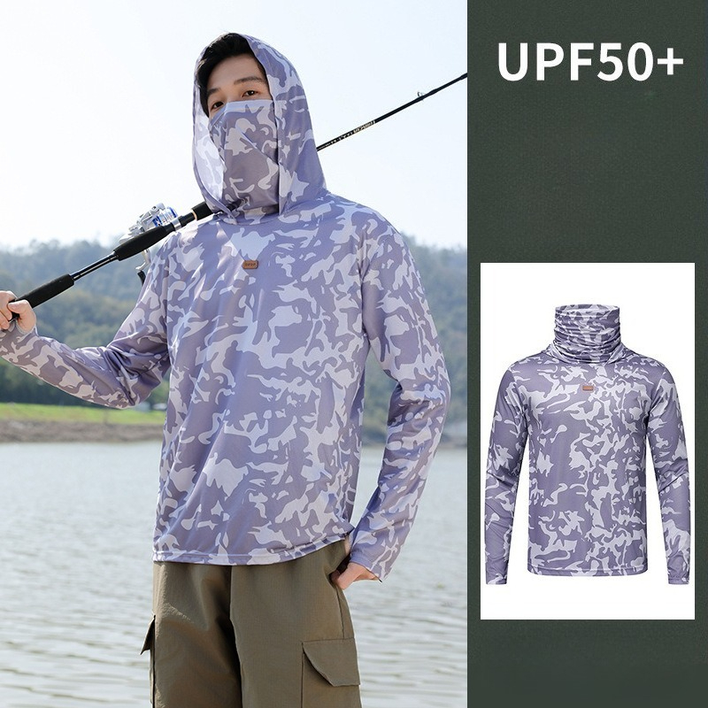 Fishing Shirt Hooded Men Sunsc - Fishing Mask Sun Protection reseña y precio