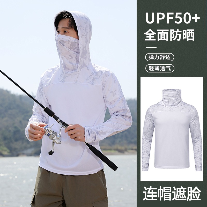 Fishing Shirt Hooded Men Sunsc - Fishing Mask Sun Protection reseña y precio