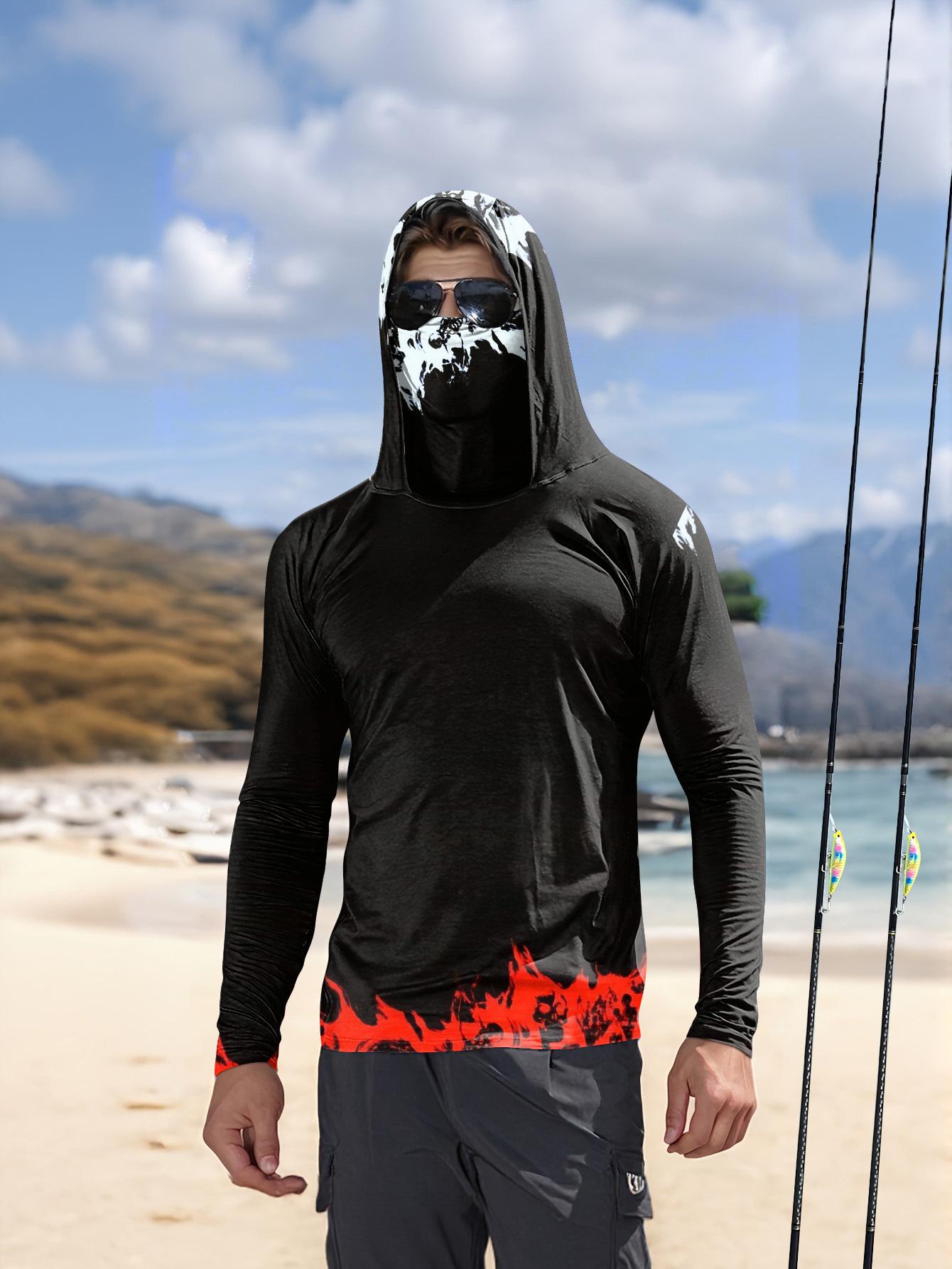 Men Hood Fishing Shirt long sl - Fishing Shirt Uv Protection reseña y precio