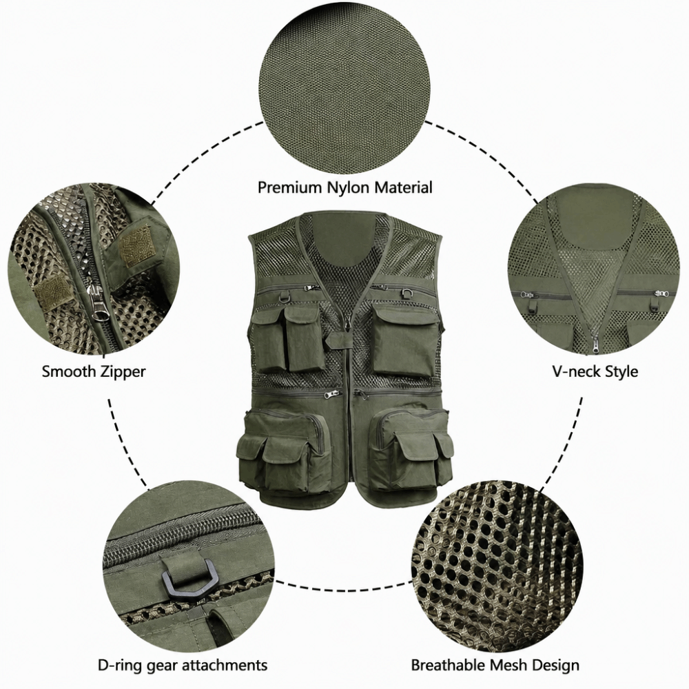 Durable with 16 Pockets Fishin - Fishing Vest reseña y precio