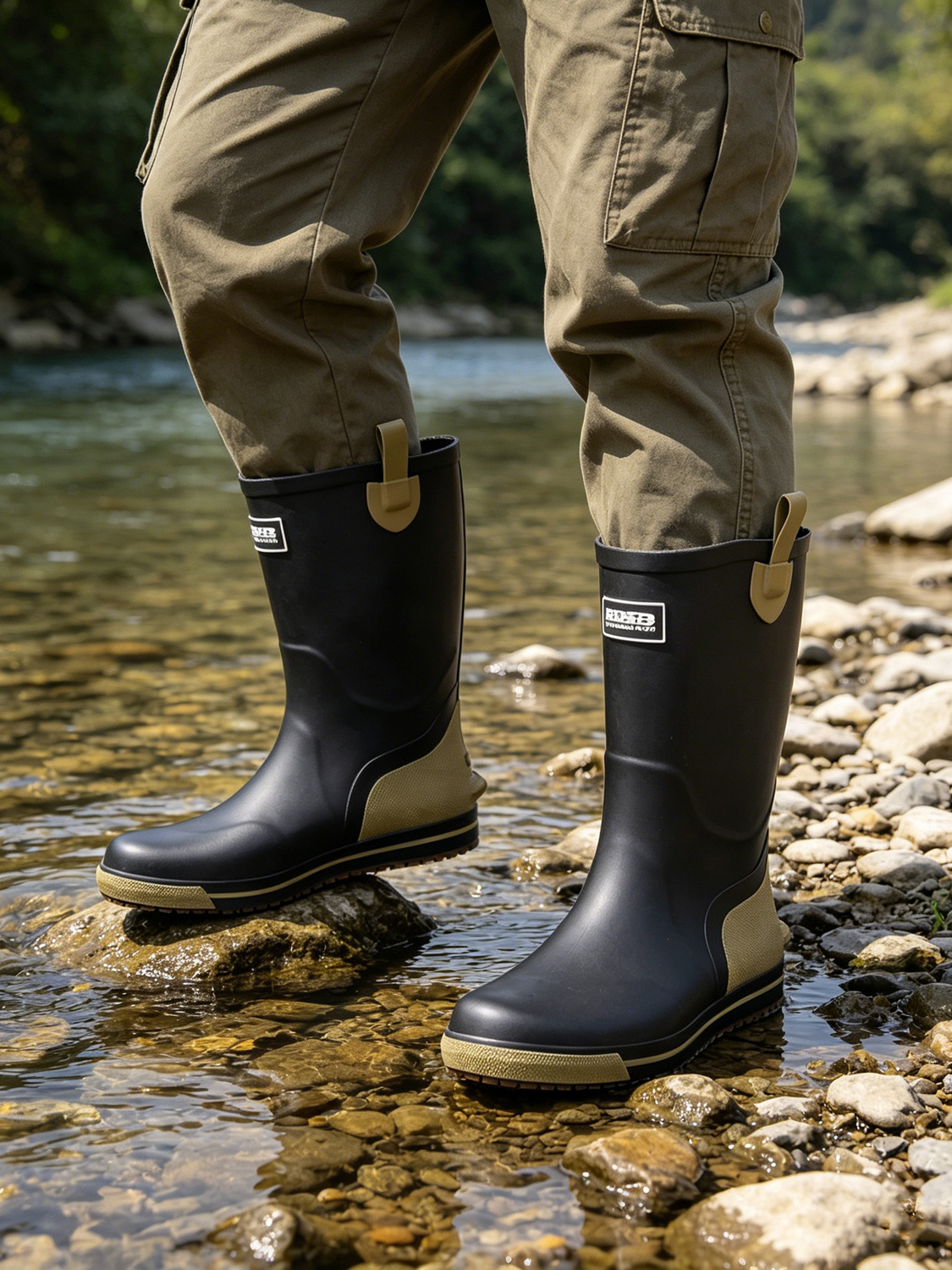 Men's Mid-High Rubber Rain Boo - Fishing Boots reseña y precio