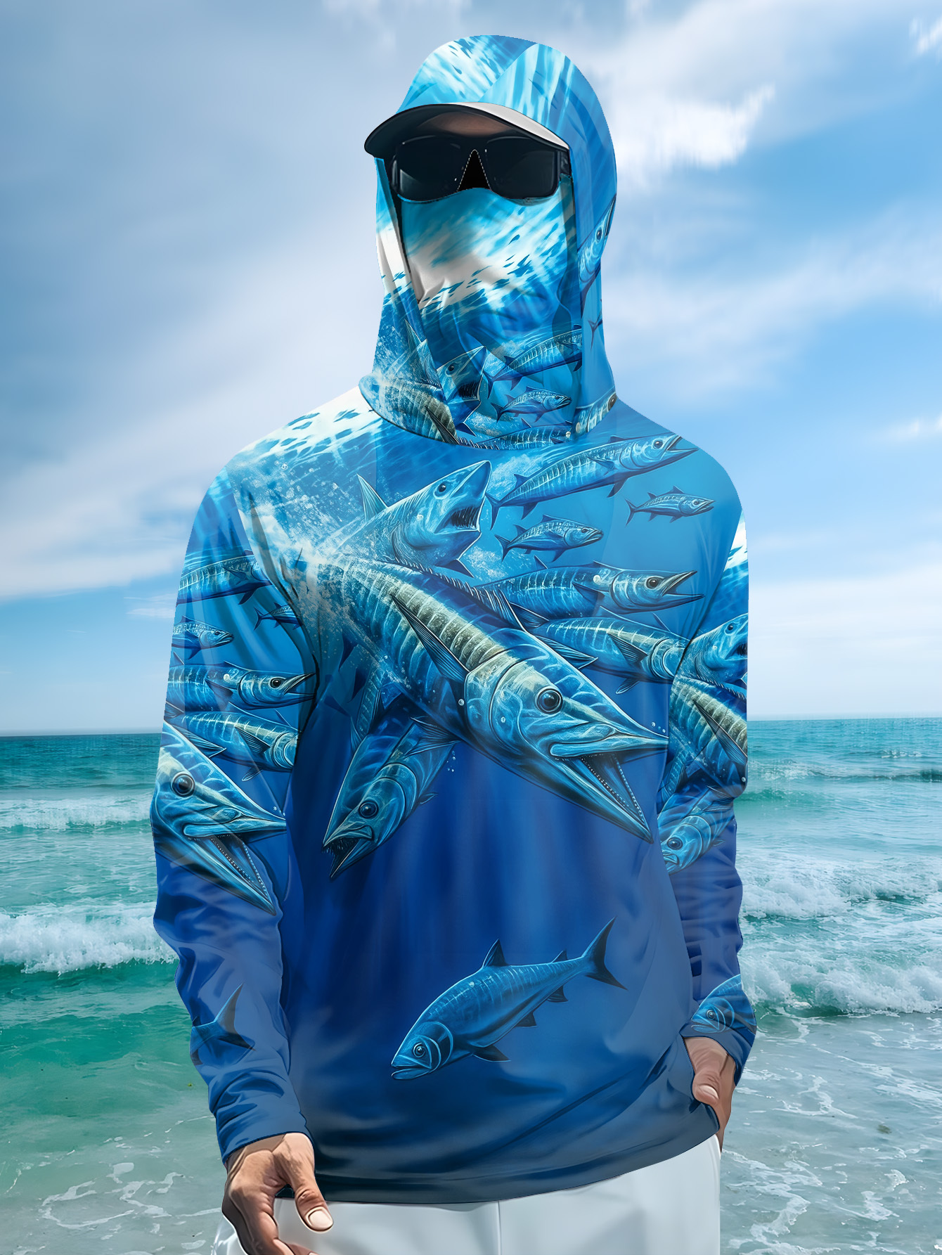 Men Hood Fishing Shirt long sl - Fishing Hoodie reseña y precio