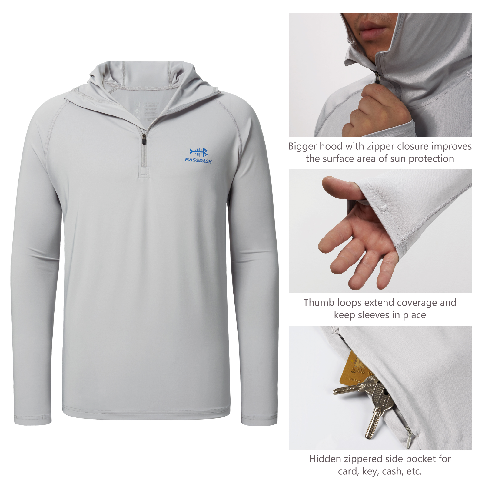 Bassdash Men’s UPF 50+ 1/4 Zip - Fishing Shirt Uv Protection reseña y precio