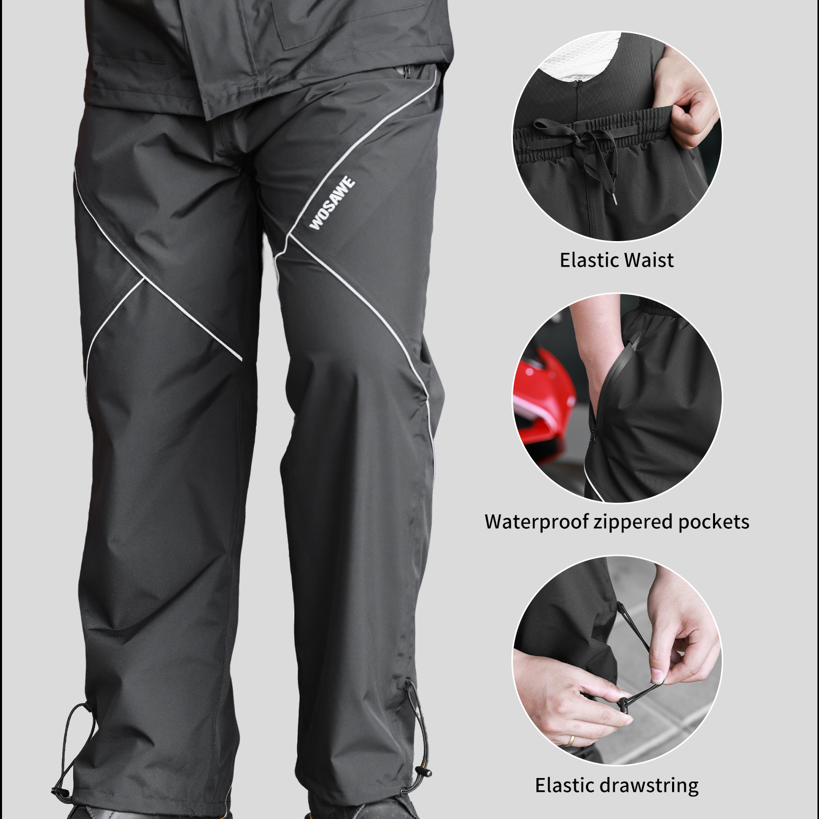 WOSAWE Cycling Rain Pants Wate - Fishing Rain Suit reseña y precio